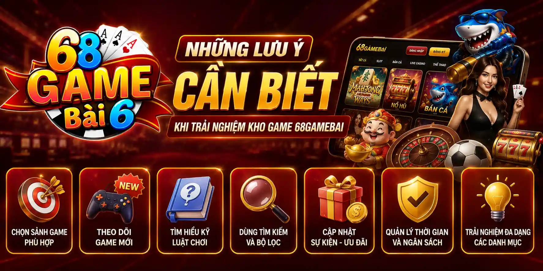 Những lưu ý khi trải nghiệm kho game 68GameBai